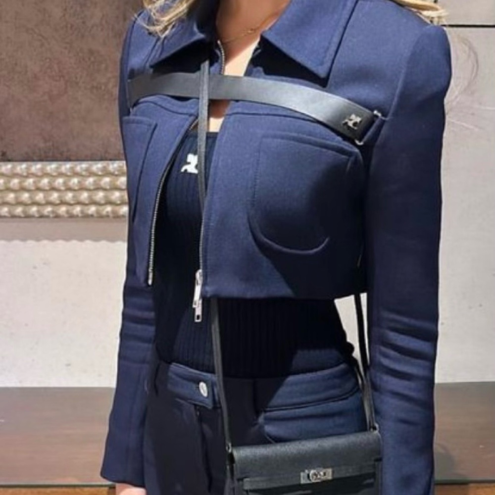 ISO (DO NOT BUY) In Search of  Courreges Navy blue strap detailed jacket size 8